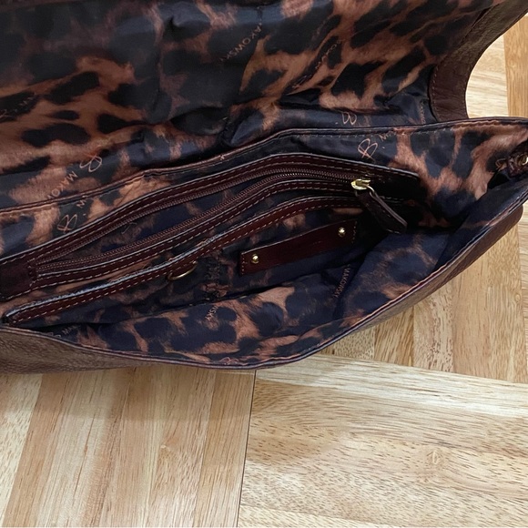 B. Makowsky 100% Genuine Leather Brandy Convertible Envelope Clutch Shoulder Bag - Picture 7 of 14